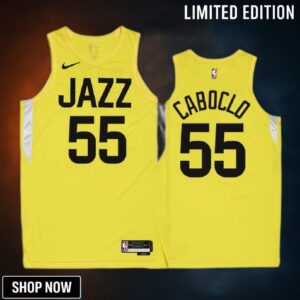 Bruno Caboclo 55 -23 Utah Jazz Yellow Icon Edition Jersey Remix
