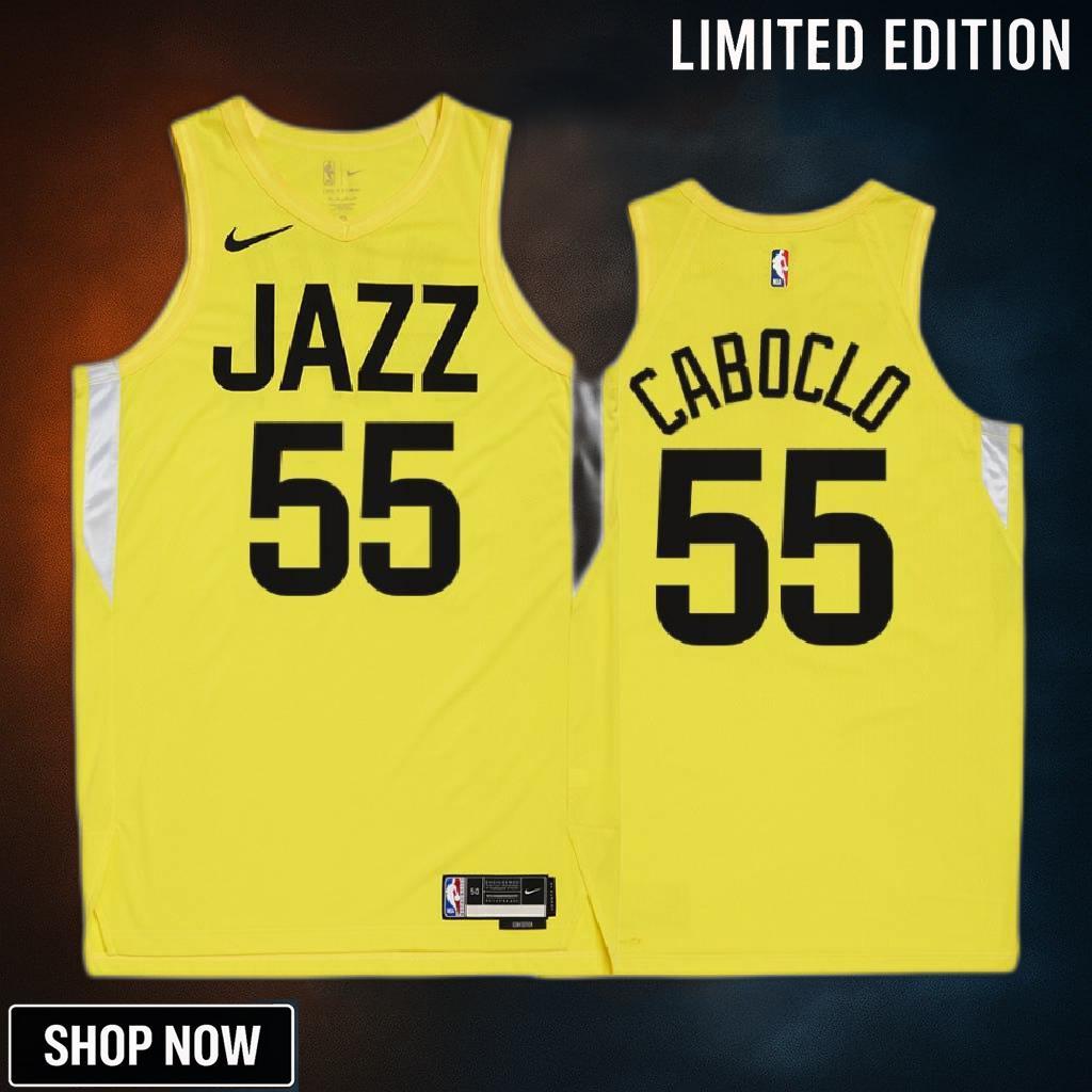 Bruno Caboclo 55 -23 Utah Jazz Yellow Icon Edition Jersey Remix