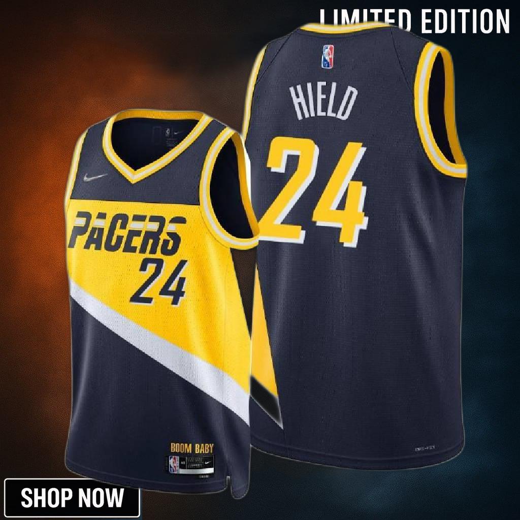 Buddy Hield 24 Indiana Pacers City Edition Blue Jersey Diamond Badge - Men