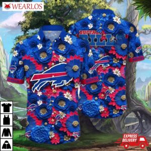 Buffalo Bills Blue And Red Floral Hawaiian Shirt