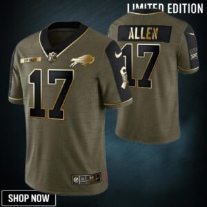 Buffalo Bills Josh Allen 17 Nfl Golden Brandedition Olive Jersey Gift For Fans
