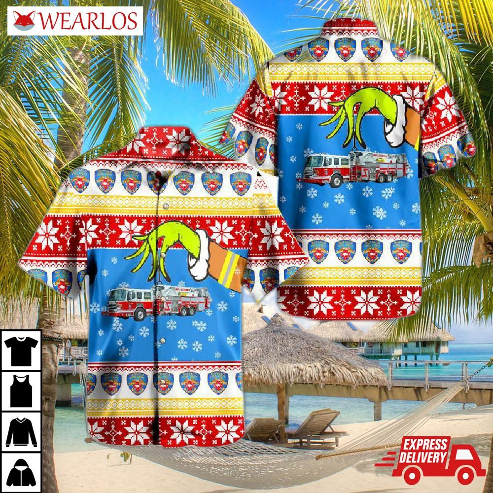 Buffalo Fire Department Truck Ugly Christmas Hawaiian Shirt