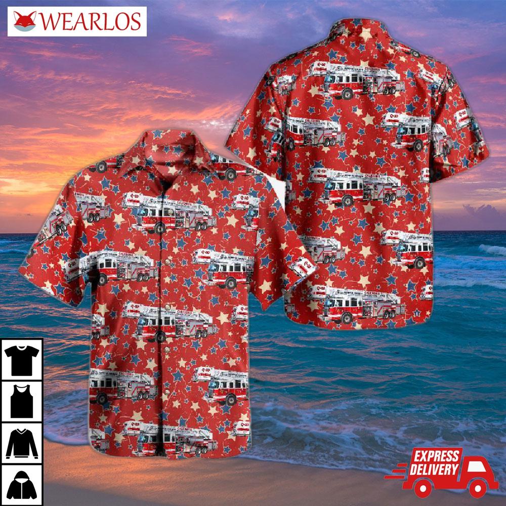 Caledonia Fire Department, Wisconsin Independence Day Hawaiian Shirt