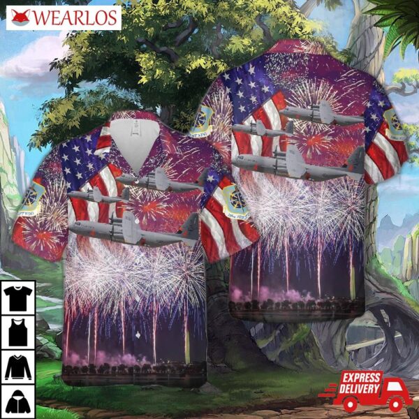 California Air National Guard 146th Airlift Wing Lockheed Martin C-130j-30 Hercules (l-382), 4th Of July Hawaiian Shirt