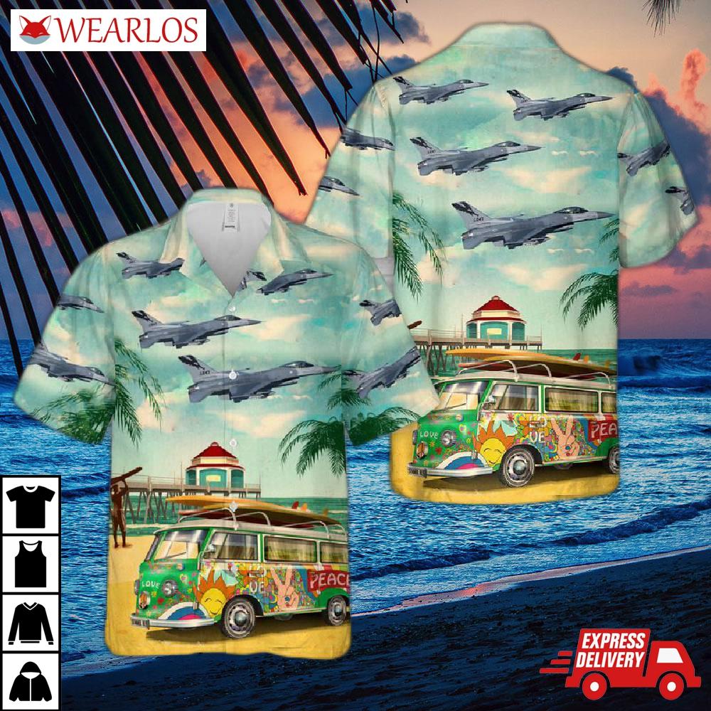 California Air National Guard 194th Fighter Squadron - General Dynamics F-16c Block 25d Fighting Falcon Hawaiian Shirt