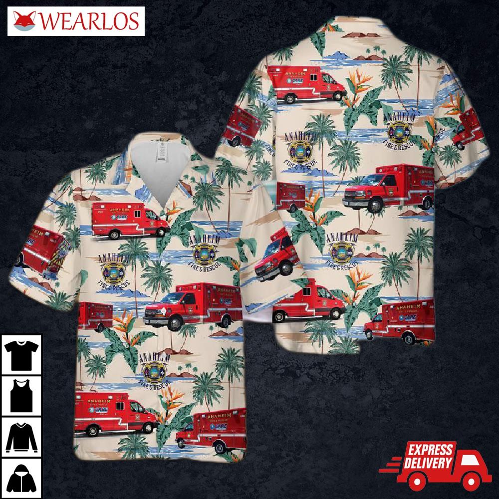 California Anaheim Fire & Rescue Ems Hawaiian Shirt