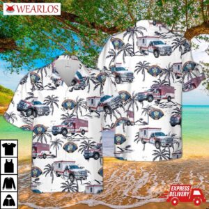 California San Bernardino County Fire Department Ambulance Hawaiian Shirt