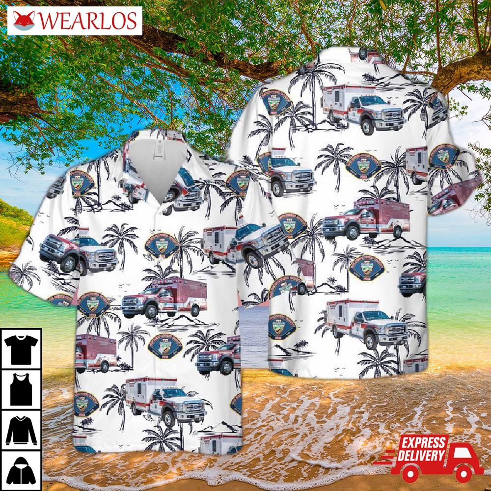 California San Bernardino County Fire Department Ambulance Hawaiian Shirt