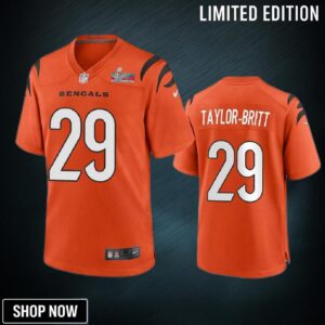 Cam Taylor Britt 29 Cincinnati Bengals Super Bowl Lvii Men Game Jersey- Orange