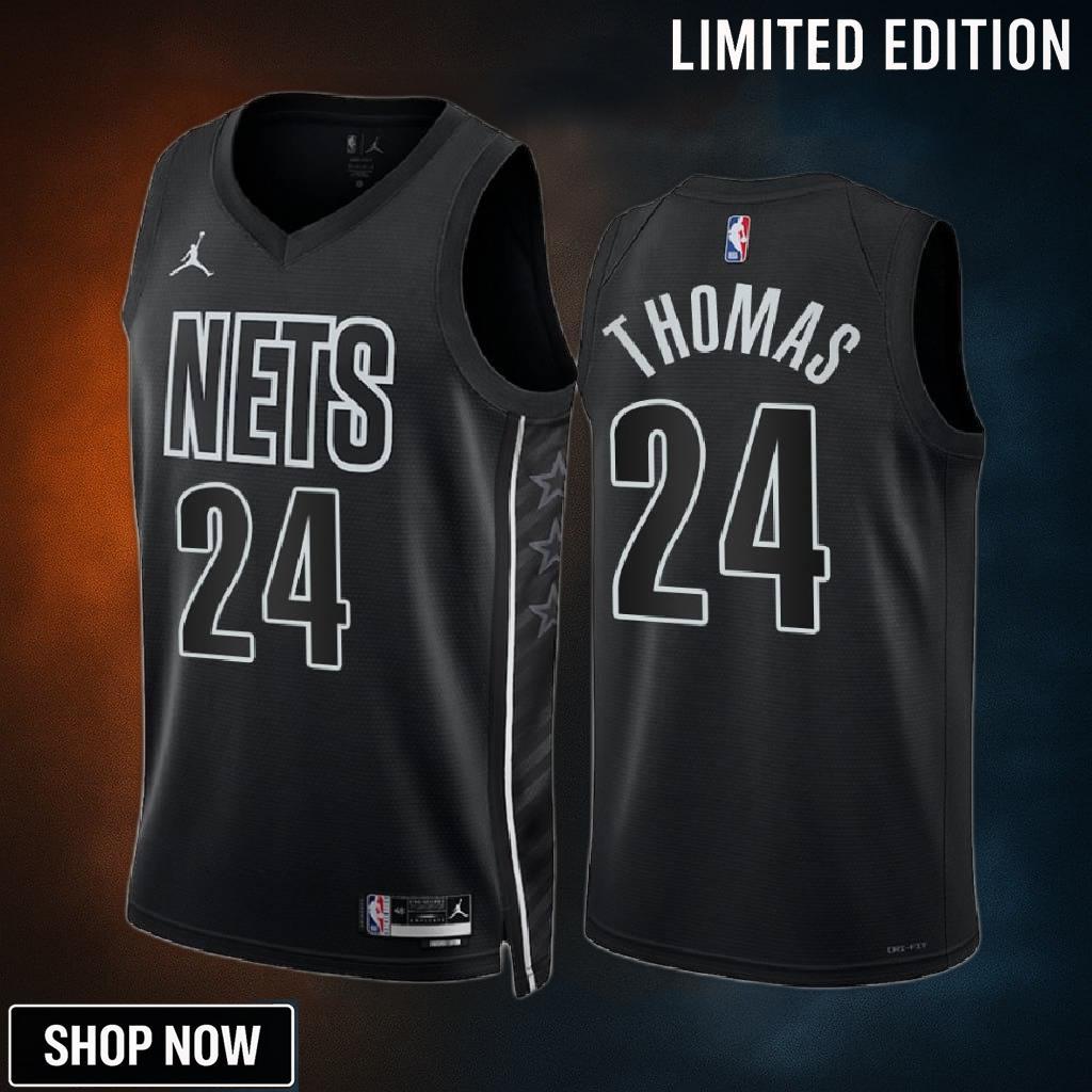 Cam Thomas 24 Brooklyn Nets Black -23 Statement Edition Men Jersey Swingman