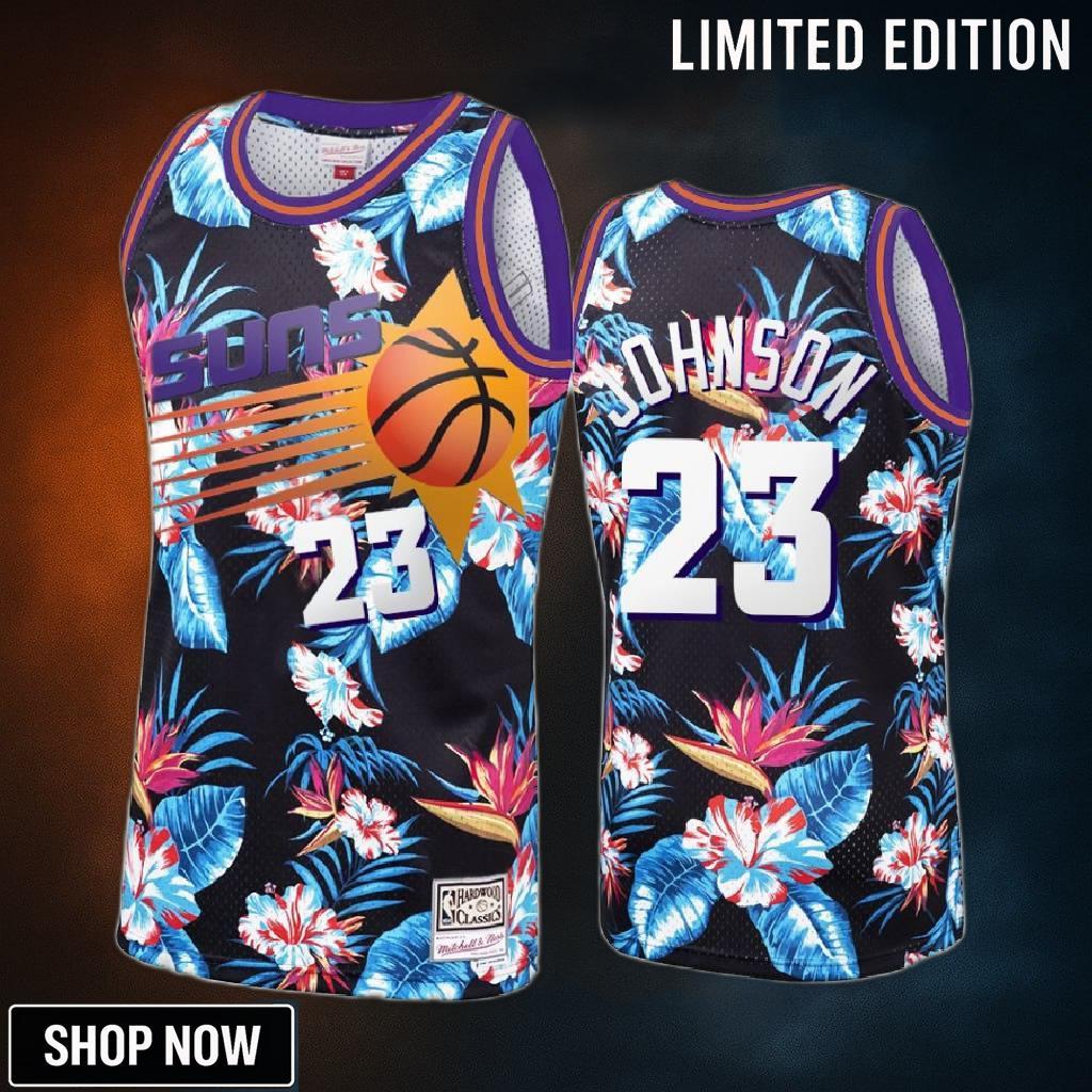 Cameron Johnson 23 Phoenix Suns Black Floral Fashion Jersey