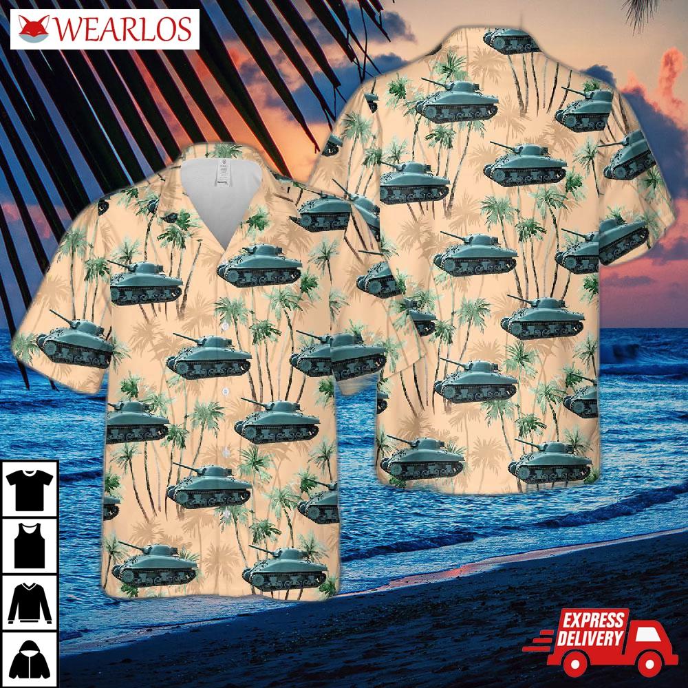 Canadian Army M4a1 Grizzly Wwii Medium Tank Hawaiian Shirt