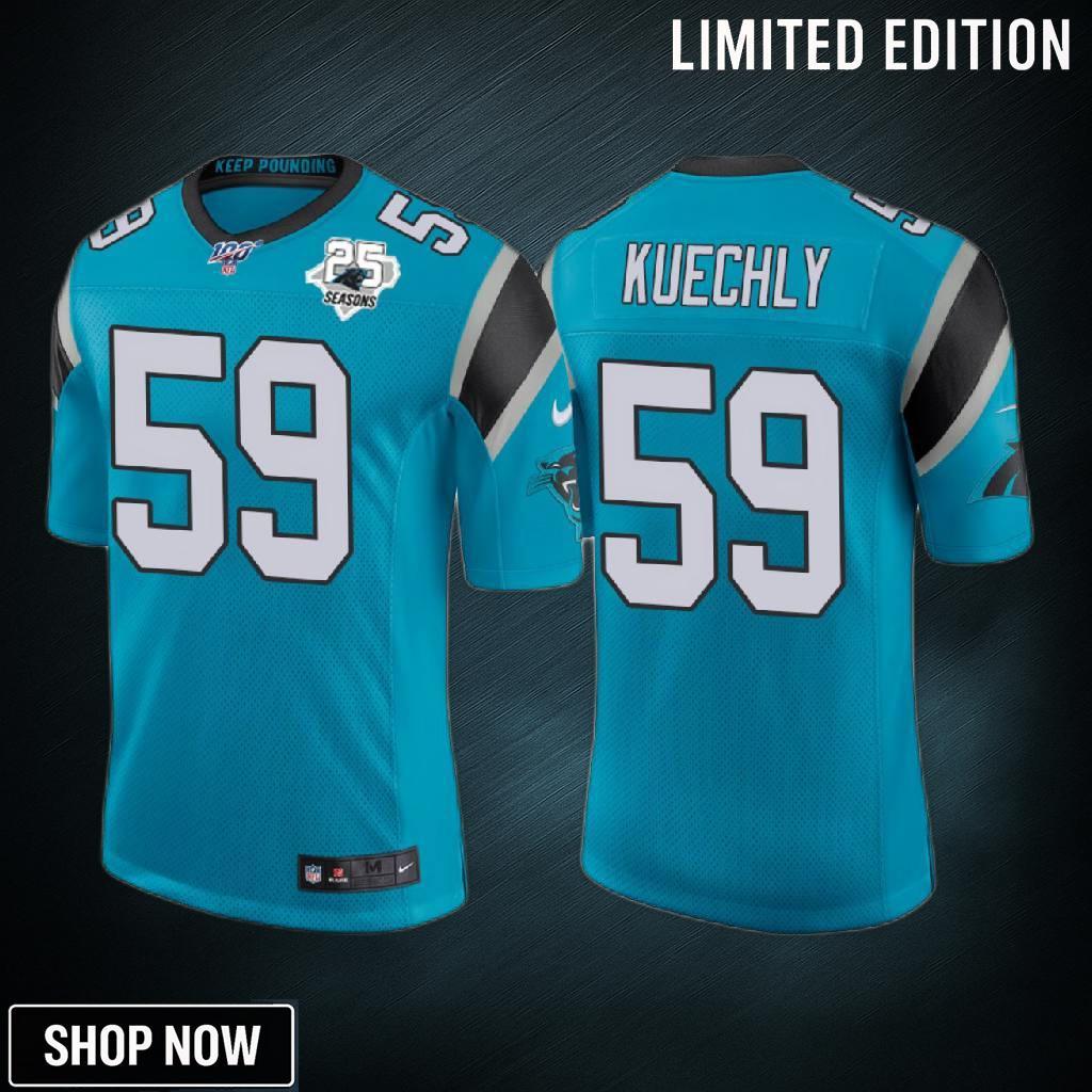 Carolina Panthers 25th Anniversary Luke Kuechly Blue Classic Limited Jersey