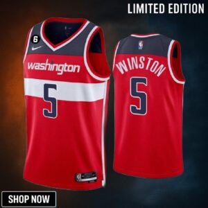 Cassius Winston 5 Washington Wizards -23 Icon Edition Red Men Jersey