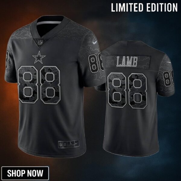 Ceedee Lamb 88 Dallas Cowboys Black Reflective Limited Jersey - Men