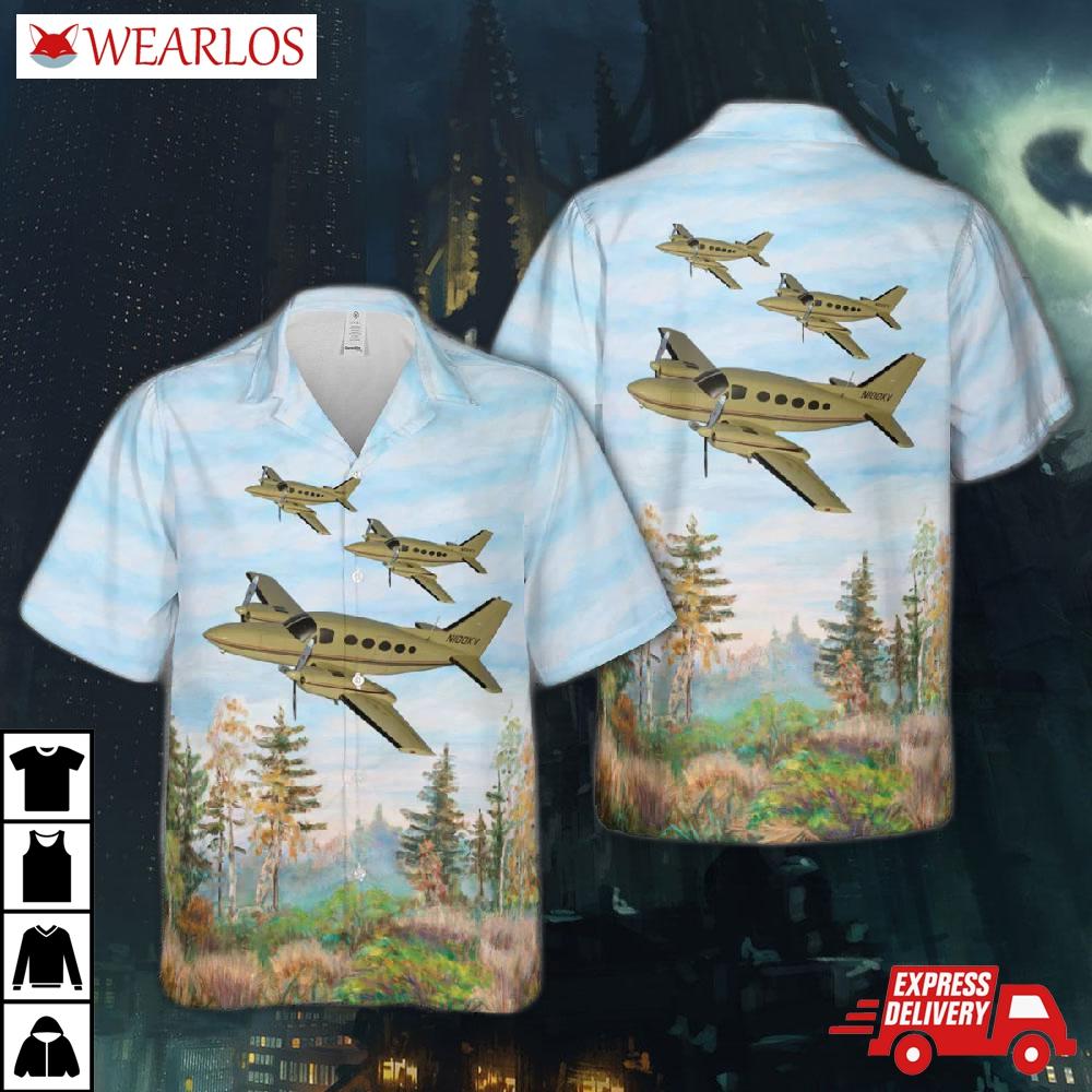 Cessna 414 Chancellor General Aviation Airplane Hawaiian Shirt