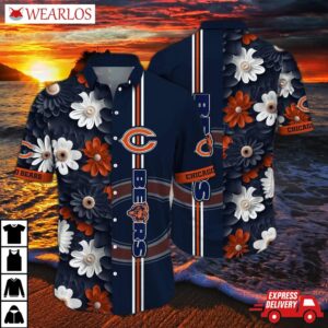 Chicago Bears Bold Blooms Hawaiian Shirt
