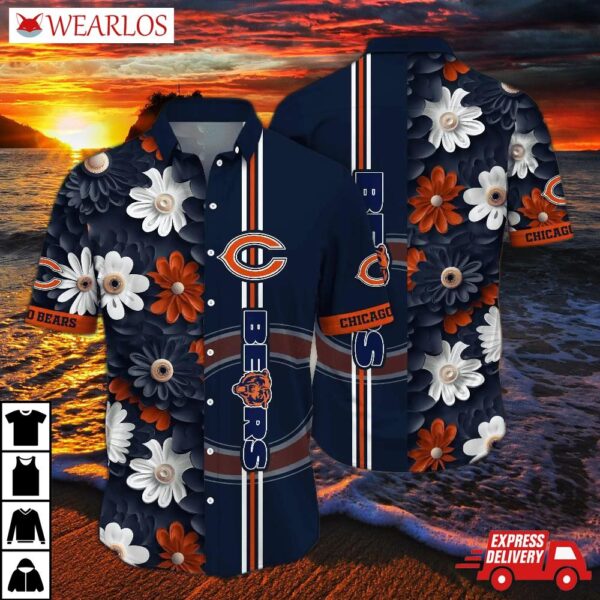 Chicago Bears Bold Blooms Hawaiian Shirt