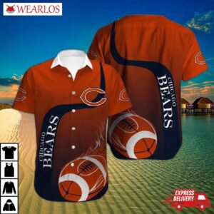 Chicago Bears Fire Ball In Orange Hawaiian Shirt