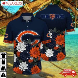 Chicago Bears Floral Bloom Hawaiian Shirt