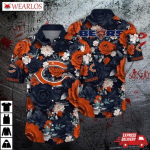 Chicago Bears Full Bloom Floral Hawaiian Shirt