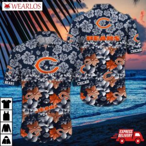 Chicago Bears Hibiscus Wave Hawaiian Shirt