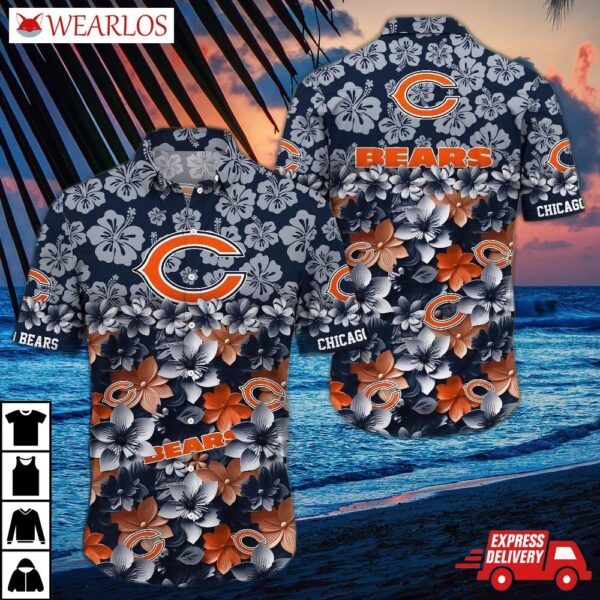 Chicago Bears Hibiscus Wave Hawaiian Shirt
