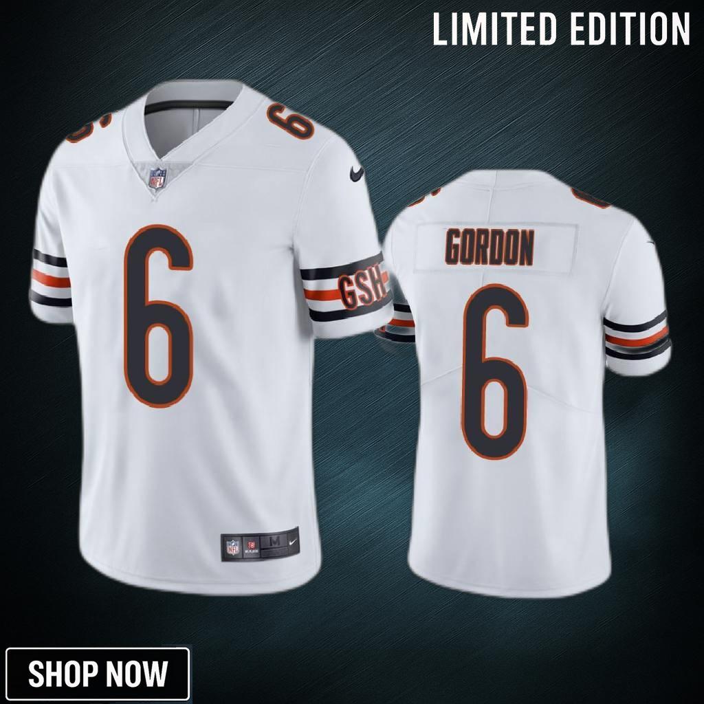 Chicago Bears Kyler Gordon 6 White Vapor Limited Jersey