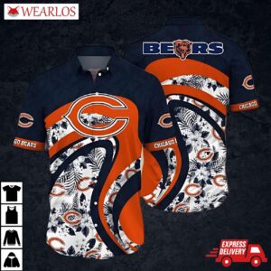 Chicago Bears Leaf Orange Curve Hawaiian Shirt