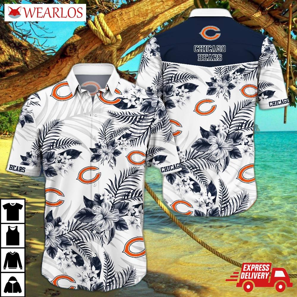 Chicago Bears Monochrome Bloom Hawaiian Shirt