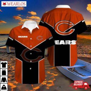 Chicago Bears Nice Orange Dark Blue Hawaiian Shirt