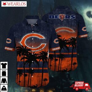 Chicago Bears Sunset Palms Gradient Hawaiian Shirt