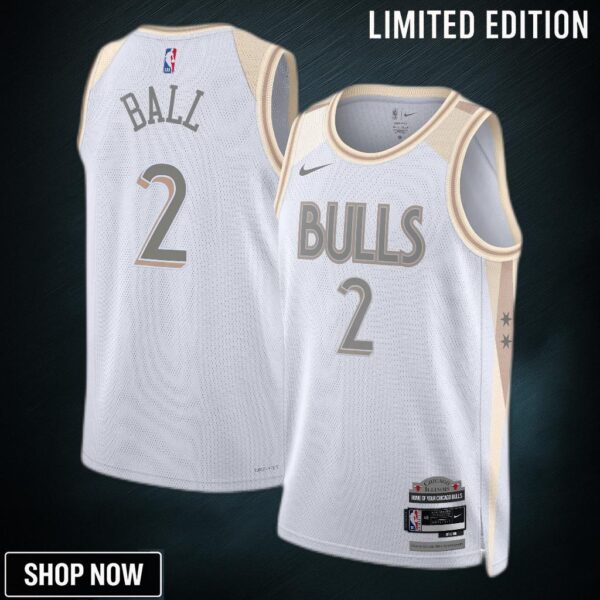 Chicago Bulls Nike City Edition Swingman Jersey - White Lonzo Ball Unisex