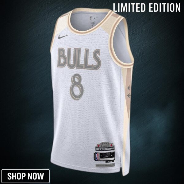 Chicago Bulls Nike City Edition Swingman Jersey - White Zach Lavine Unisex