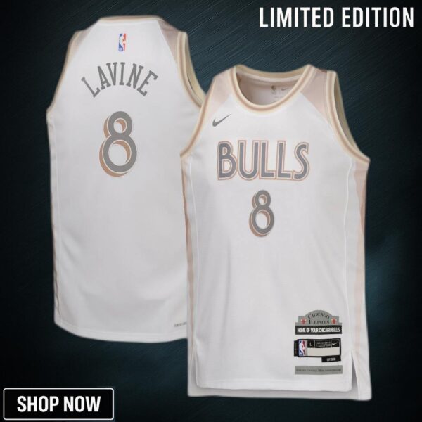 Chicago Bulls Nike City Edition Swingman Jersey - White Zach Lavine Youth