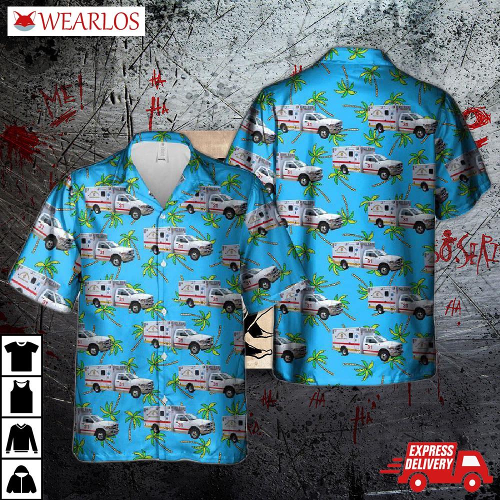 Chicago Fire Department Ems Ambulance Hawaiian Shirt