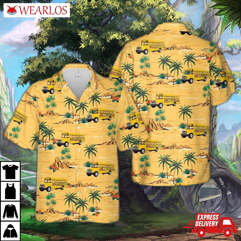 Chicago Yellow School Bus Hawaiian Shirt