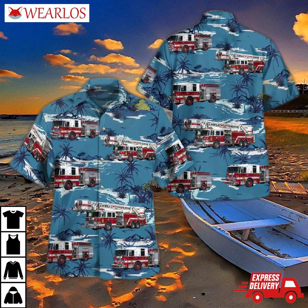 Chicopee Hampden County Massachusetts Fire Department Hawaiian Shirt