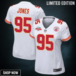 Chris Jones 95 Kansas City Chiefs Super Bowl Lvii Champions 3 Stars Women Game Jersey - White