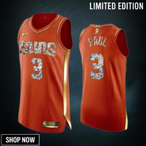 Chris Paul 3 Orange Phoenix Suns Playoffs Jersey Diamond Edition