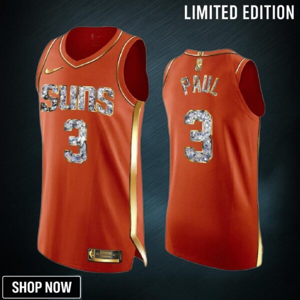 Chris Paul 3 Orange Phoenix Suns Playoffs Jersey Diamond Edition