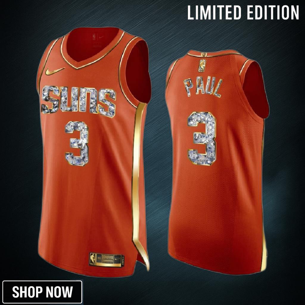 Chris Paul 3 Orange Phoenix Suns Playoffs Jersey Diamond Edition