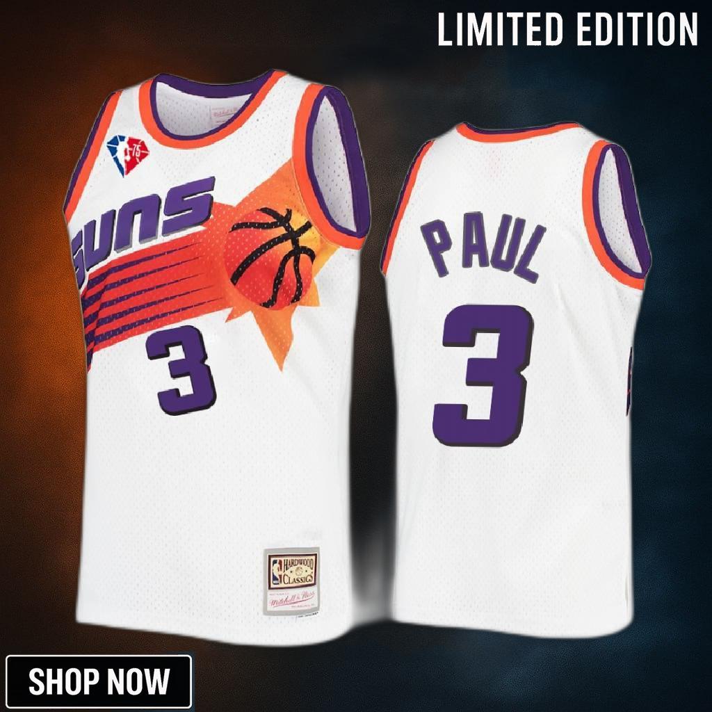 Chris Paul 3 Phoenix Suns 75th Anniversary Logo White Jersey Throwback