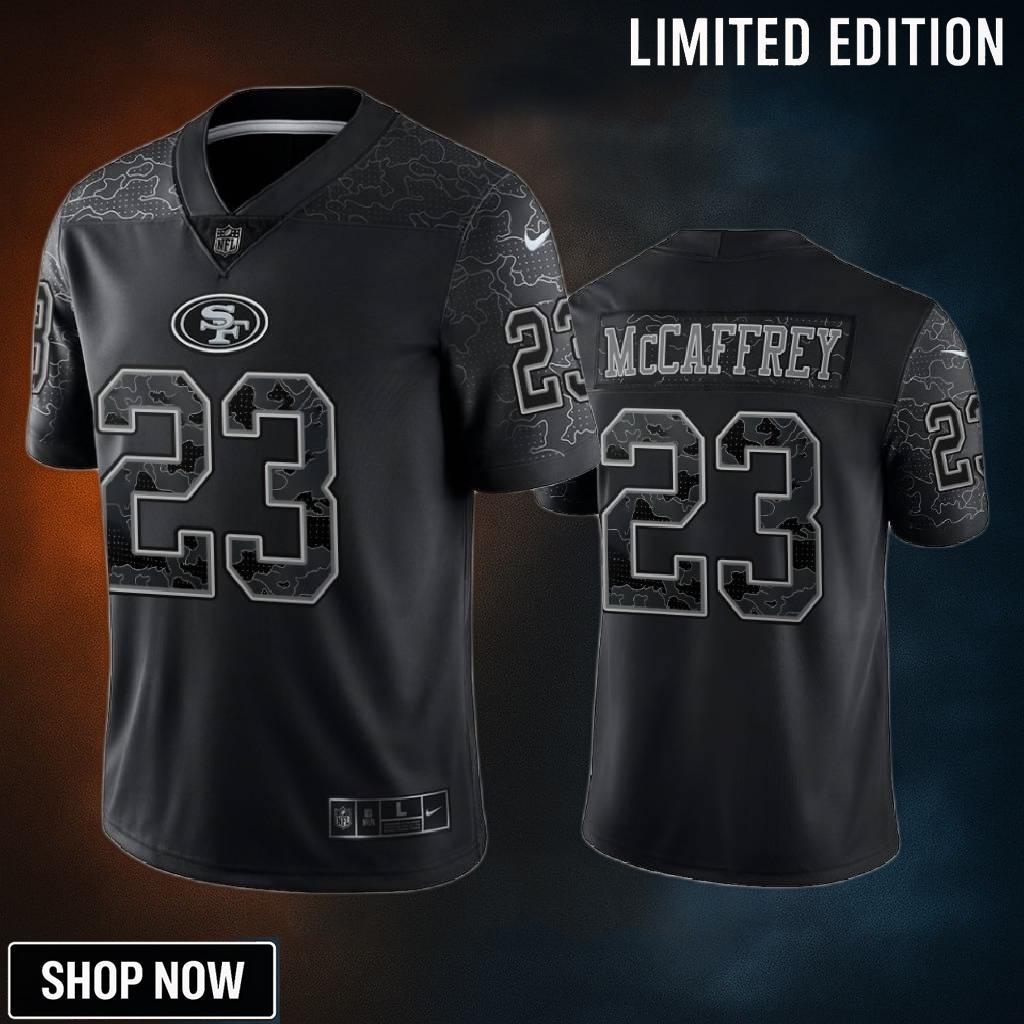 Christian Mccaffrey 23 San Francisco 49ers Black Reflective Limited Jersey - Men
