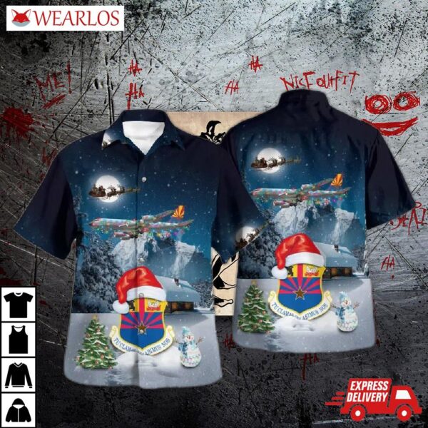 Christmas Arizona Air National Guard 161st Refueling Wing Boeing Kc-135r Stratotanker (717-148) Hawaiian Shirt