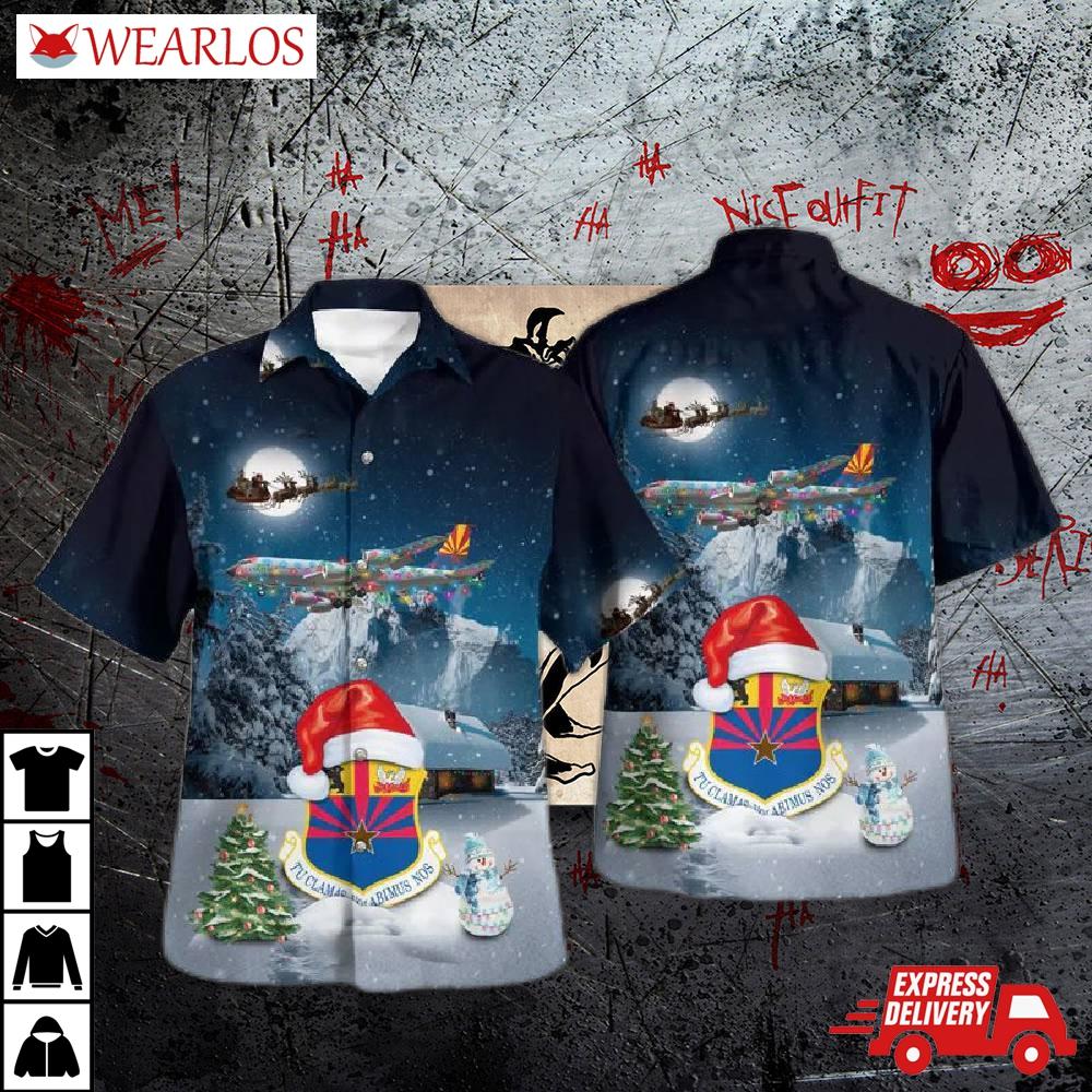 Christmas Arizona Air National Guard 161st Refueling Wing Boeing Kc-135r Stratotanker (717-148) Hawaiian Shirt
