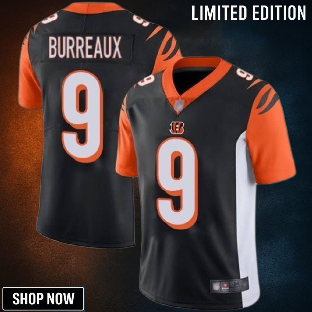 Cincinnati Bengals Joe Burreaux #9 Nfl 2025 Black Jersey