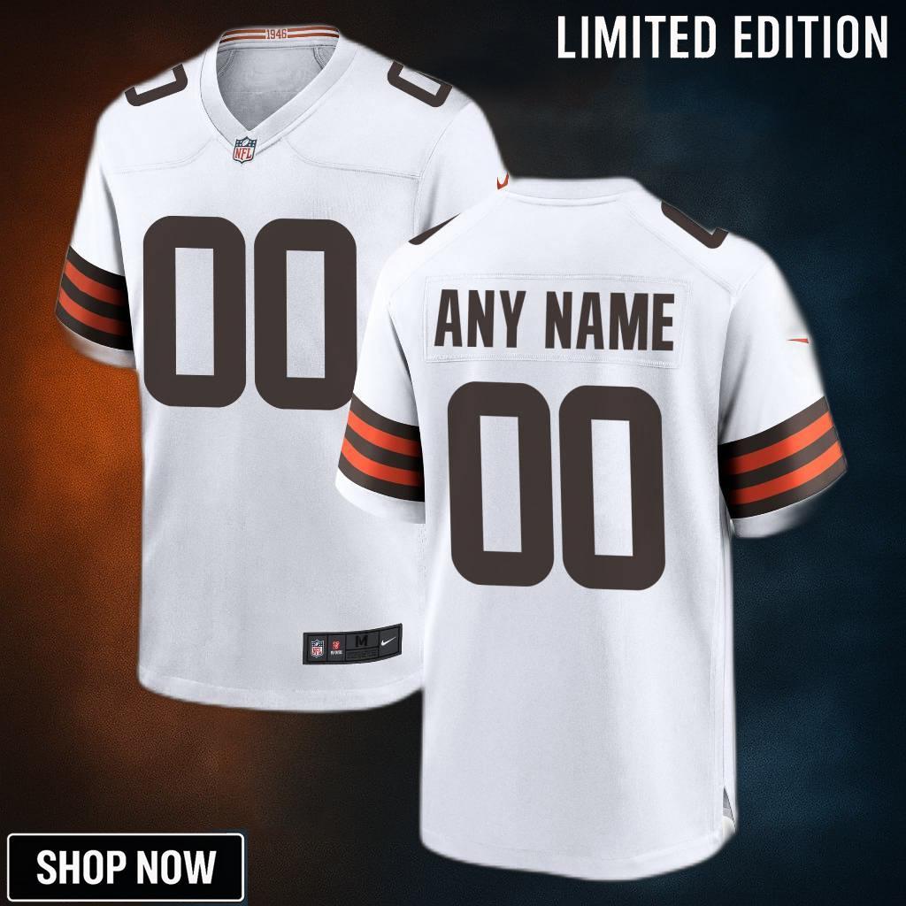 Cleveland Browns Custom Game Jersey - White Jerseys Nfl