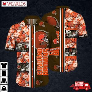 Cleveland Browns Floral Grid Hawaiian Shirt