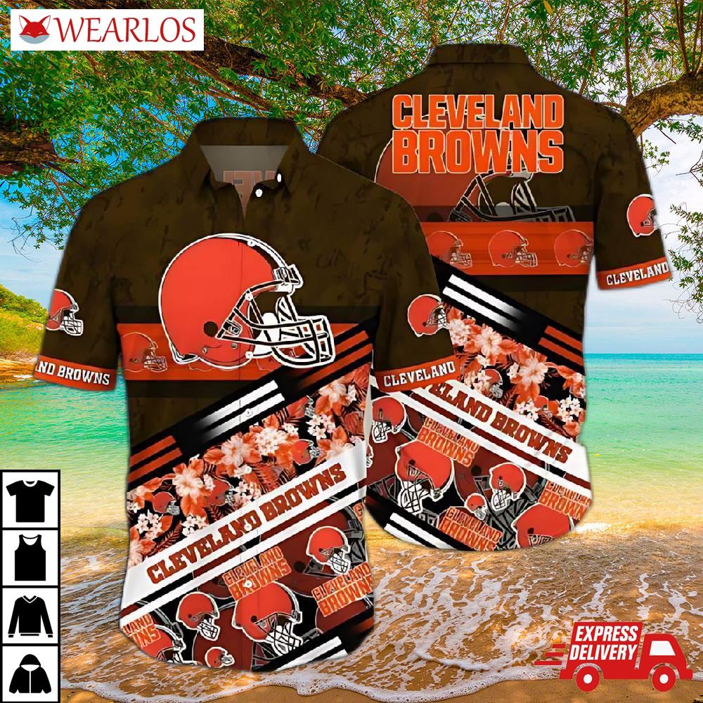Cleveland Browns Floral Stripes Hawaiian Shirt